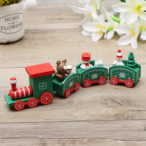 PUSELIFE Noël Petits Trains <span class=keywords><strong>En</strong></span> <span class=keywords><strong>Bois</strong></span> Coloré Durable 4-Chariot Miniature Ornement <span class=keywords><strong>De</strong></span> Vacances pour Décoration <span class=keywords><strong>De</strong></span> Table Intérieure - Product Image 4