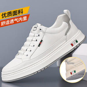 Zapatillas Deportivas de Piel Blancas para Hombre, con Punta Redonda, con Cordones, Transpirables, Casuales, para Primavera - Product Image 5