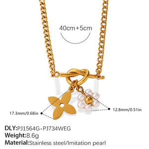 French Style Knot Buckle Jewelry <b>Set</b> Butterfly Zircon Flower Pearl Pendant Stainless Steel Necklace <b>Bracelet</b> - Product Image 6