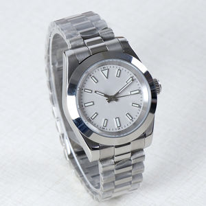 Montre en acier NH35 personnalisée avec logo DIY, 36 mm/39 mm, mouvement automatique, cadran blanc, étanche 10 bars/100 mètres, montre-bracelet de luxe pour homme - Product Image 1