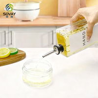 Botellas Dispensadoras de Jarabe de Vidrio Cuadradas Transparentes de 350 ml y 500 ml con Boquilla de Vertido Fácil, Tapa de Plástico, Vacías para Aceite de Oliva y Jarabe
