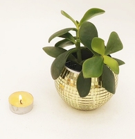 Porte-bougie en mosaïque de verre vintage à fond plat, pot à plantes avec lentille DISCO