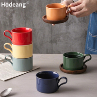 Tasse à café en céramique de 150 ml (5 oz), petite tasse à cappuccino, mug plat blanc, tasse à thé colorée émaillée pour café, restaurant, maison