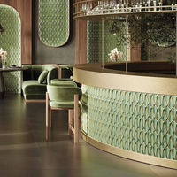Meubles de café modernes en bois demi-circulaires, canapé, banquette, table et chaise pour restaurant