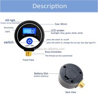 Beco YQD40 40mm Electronic Digital Pressure Gauge 1% Accuracy M8x0.75 Thread 200psi Measurement Range