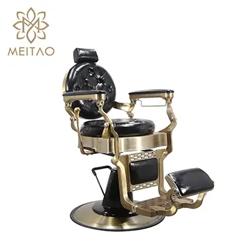 Vente équipement de Salon de beauté, chaise de barbier en or, chaise de salon à inclinaison antique et robuste