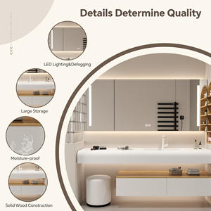 Meuble-lavabo minimaliste <span class=keywords><strong>de</strong></span> luxe léger <span class=keywords><strong>avec</strong></span> évier intégré en pierre acrylique, <span class=keywords><strong>miroir</strong></span> LED intelligent/armoire-lavabo - Product Image 2