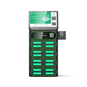 Mobile phone rental power bank station 16 slots stacking fast charging standing smart business pos machine powerbank sharing