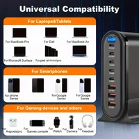 Chargeur GaN 600W USB-C PD3.0 QC3.0 avec 5 ports C et 3 ports A, indicateur LED, station de charge rapide pour téléphones portables