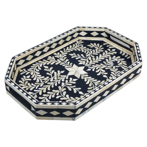 Handcrafted Bone Inlay Decorative Serving Tray Rectangular <b>Vanity</b> Organizer Coffee <b>Table</b> Display Tray Luxury Home Decor Gift - Product Image 4