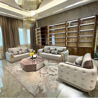 Ensemble de canapés de salon modernes et luxueux capitonnés avec revêtement en cuir PU pour villas, appartements, hôtels - Nouvelle arrivée