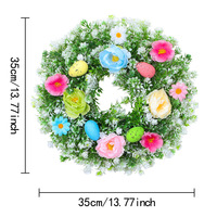 Guirlande de fleurs artificielles mixtes faites à la main de 35 à 55 cm, guirlande de printemps avec verdure et sphères décoratives pour la décoration murale de la porte d'entrée