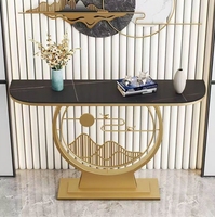 Nouvelle table d'entrée murale minimaliste de style chinois postmoderne en pierre, table décorative de luxe légère pour couloir