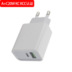 Dual Port 20W PD Fast Charger KCC Certified For Laptop White Plastic <b>Adapter</b> With <b>Type</b> <b>C</b> And Usb A Ports - Product Image 2