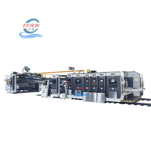 Ligne de production automatique haute vitesse pour cartons ondulés avec imprimante flexographique 4 couleurs, rainureuse, découpeuse et encollatrice - Product Image 2