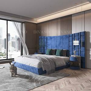 Juego <span class=keywords><strong>de</strong></span> Dormitorio Italiano Azul King Size con Estructura Tapizada, Muebles <span class=keywords><strong>de</strong></span> Dormitorio Modernos <span class=keywords><strong>de</strong></span> Lujo, Diseño <span class=keywords><strong>de</strong></span> Camas Queen Size para el Hogar - Product Image 1