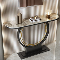Nouvelle table console longue et étroite en métal de luxe, style nordique moderne, base sur piédestal, pour salon, chambre, hôtel