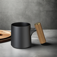 Mug à café en porcelaine de haute qualité avec poignée en bois, style moderne et luxueux, écologique, capacité de 450 ml