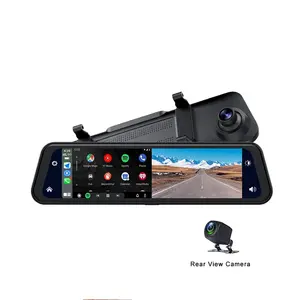2023 Mais recente venda bem 9.66 polegadas 2K Carplay lente dupla espelho de carro Dash Camera DVR com Wifi GPS Dashcam Carplay 4K Dual Mirror D