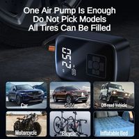 Mini-compresseur d'air automatique et portable multifonction 150psi 12v Alimentation électrique Gonfleur de pneu numérique sans fil