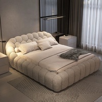 Beliebtes Neues Mini-Bett Modernes Minimalistisches Schlafzimmermöbel Starker Kiefernholzrahmen Bequemes Gepolstertes Bett mit Blauem Stoffbezug