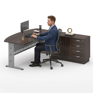 Escritorio Ejecutivo Moderno con Gabinete de Almacenamiento de 4 Cajones, Superficie de Madera, Muebles de Oficina Contemporáneos, Diseño Independiente - Product Image 1