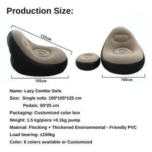 Modern New Double Recliner Inflatable PVC Soft Comfortable Lazy Sofa <strong>Bean</strong> <strong>Bag</strong> <strong>Fill</strong> Foldable Lounge Chair Backrest Armrests Set - Product Image 3