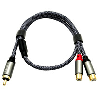 Câble adaptateur RCA en Y, 1 RCA mâle vers 2 RCA femelles, audio stéréo vidéo, caisson de basses, câble audio de voiture, adaptateur en Y