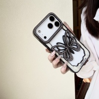 Coque de téléphone papillon en strass électroplaqué mignonne, design évidé, antichoc, protection pour iPhone 17 16 15 14 Pro Max