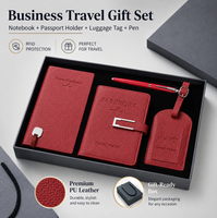 Ensemble cadeau d'affaires personnalisé : Carnet en cuir PU, porte-passeport, étiquette de bagage et stylo pour le voyage