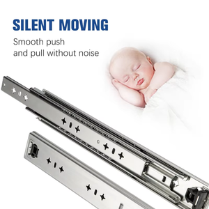 Trafilatura rifinita in acciaio inossidabile cassetto scorrevole 115KG carico 3 volte estensione completa 53mm di larghezza silenzioso antiruggine - Product Image 2