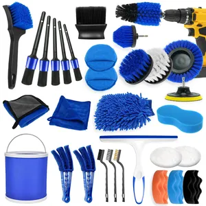 Nouvelle combinaison 32 pièces Kit de nettoyage de lavage de voiture lavage seau pliant serviettes pneu brosse voiture détaillant outils de lavage