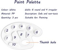 Palette de peinture en plastique PP blanc de 9.1*6.7 pouces pour peinture à l'huile aquarelle