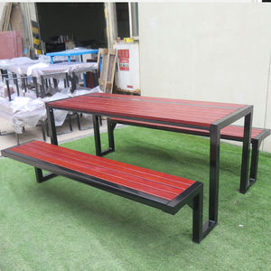 Mesa y Banco Apilables para Patio de Campus, <span class=keywords><strong>Cafetería</strong></span> o <span class=keywords><strong>Picnic</strong></span> al Aire Libre, Juego de Mesa y Banco de Comedor de Madera de Teca Sólida - Product Image 3