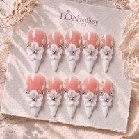 Faux ongles à presser faits main, design exclusif, style français 3.0, longs, pointus, courbes, en PMMA, couvrance totale, ODM, 10 pièces