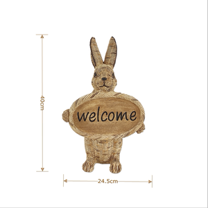 Letrero de bienvenida vintage de resina estilo B&B francés-americano con conejito, decorativo para pasillo, sala de estar, mostrador de tienda, o escritorio con diseño de animal. - Product Image 5