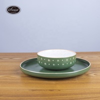 Ensemble de table à dîner moderne 16 pièces avec impression à la main ensemble de vaisselle en céramique assiettes en grès vaisselle en céramique vaisselle