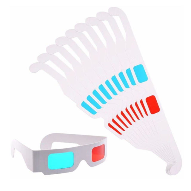 Paper Anaglyph 3D Glasses Paper 3D Sunglasses View Anaglyph Red/Blue 3D Glass for Movie Video