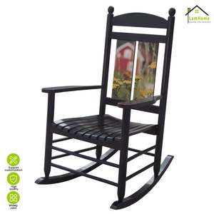 เก้าอี้โยกไม้เนื้อแข็งพิมพ์ลายดิจิทัลทันสมัย สำหรับผู้สูงอายุ พักผ่อนในบ้าน ห้องนั่งเล่น ระเบียง ตกแต่งบ้าน - Product Image 2