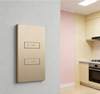 Interruptor Inteligente Moderno de Lujo, Sin Cable Neutro, Color Dorado Gris, Tuya Zigbee, Interruptor de Pared con Botón Pulsador para Mansiones