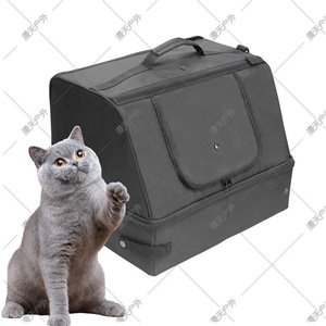 Portable Foldable Waterproof <b>Cat</b> <b>Litter</b> <b>Box</b> Black Polyester Large Capacity <b>Outdoor</b> Travel Durable Easy Clean Odor Control - Product Image 1