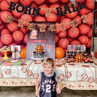 Dekorasi Pesta Ulang Tahun Bola Basket Born 2 Ball Banner Garland Bola Basket Perlengkapan Pesta Olahraga untuk Ulang Tahun ke-2 Anak Laki-Laki