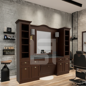 Estación de Barbería Comercial Moderna y Minimalista para Barberías y Salones de Belleza, Muebles de Salón de Madera Hechos en Turquía - Product Image 3