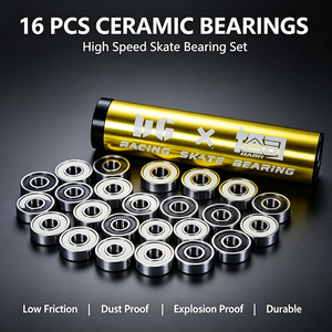 Rodamientos de Cerámica Blancos para Patines de Carreras, Paquete de 16 Rodamientos de 6 Bolas de Alta Velocidad para Patines en Línea Profesionales con Espaciadores - Product Image 1