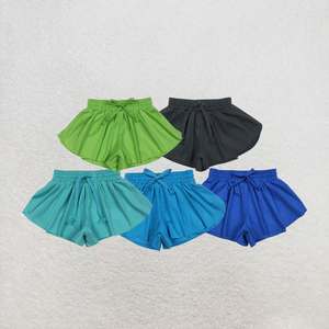 Pantaloncini Estivi da Yoga per Bambine, Gamba Larga con Motivo a Farfalla, Shorts Sportivi per la Corsa - Product Image 1