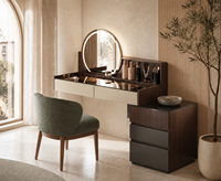 Miroir blanc professionnel moderne avec 3 modes d'éclairage, table de maquillage, design panneau, pour chambre, appartement, hôtel, salon