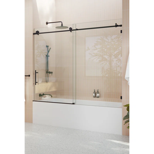 Cabine de douche <span class=keywords><strong>d</strong></span>'<span class=keywords><strong>angle</strong></span> sans cadre 36x36 pouces, porte coulissante en verre trempé pour <span class=keywords><strong>baignoire</strong></span>, design élégant adapté aux appartements - Product Image 3