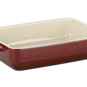 Plat à four rectangulaire 9x13 pouces, extérieur rouge, intérieur crème, en céramique, résistant au four - Product Image 1