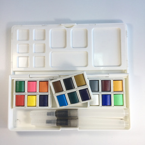 Pastel de neón sólido de bolsillo para niños, juego de pintura de acuarela metálica con pincel, 12/18/24/36 - Product Image 4