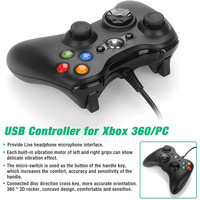 Pour le contrôleur de manette de jeu de câble Xboxs 360 pour PC et console pratique pour les jeux